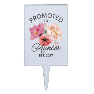 Promoted To Auntie Est 2027 New Aunt VI Cake Topper