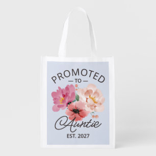 Promoted To Auntie Est 2027 New Aunt VI Grocery Bag