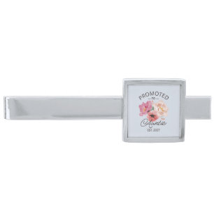 Promoted To Auntie Est 2027 New Aunt VI Silver Finish Tie Bar