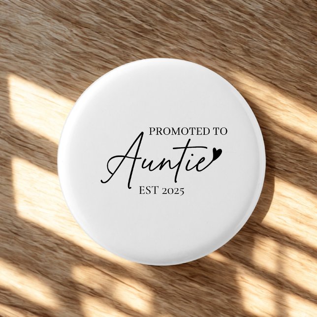 Promoted to Auntie EST | Cute New Aunt Gift Button (Creator Uploaded)
