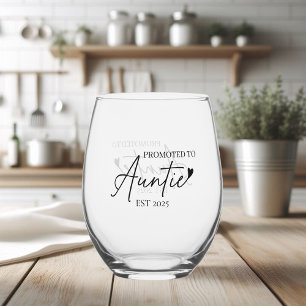 Promoted to Auntie EST Gift Stemless Wine Glass