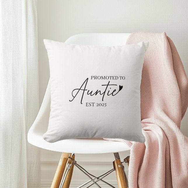 Promoted to Auntie EST | New Auntie Gift Throw Pillow (Creator Uploaded)