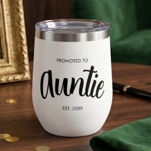 Promoted To Auntie Established Custom Year White Thermal Wine Tumbler
