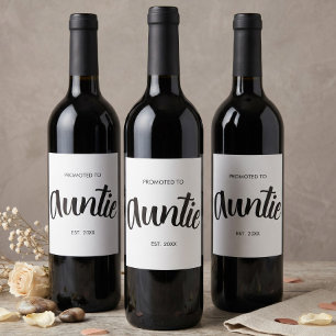 Promoted To Auntie Established Custom Year White Wine Label