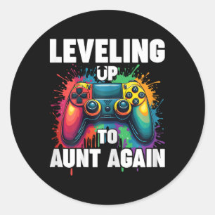Promoted To Auntie Gender Reveal Leveling Up To Au Classic Round Sticker