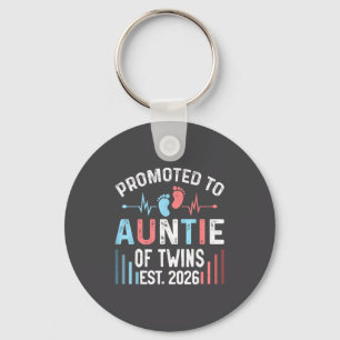Promoted To Auntie Of Twins Est 2026 Twin Baby Sho Keychain