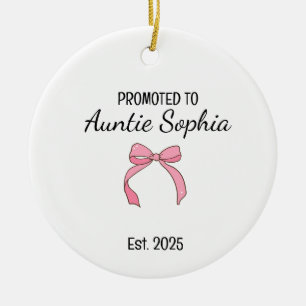 Promoted to Auntie – Personalized Family Role Gift Ceramic Ornament
