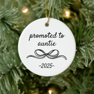 Promoted To Auntie Pregnancy Reveal Keepsake Ceramic Ornament