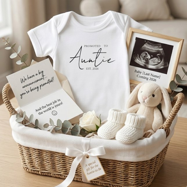 Promoted To Auntie Sweet EST Year Announcement Baby Bodysuit (Creator Uploaded)
