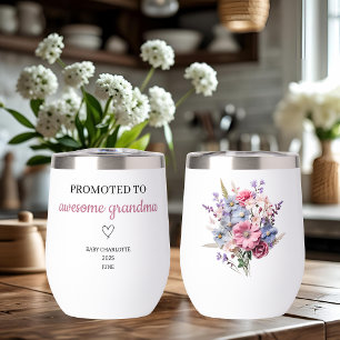 Promoted to Awesome Grandma Personalized Thermal Wine Tumbler