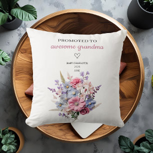 Promoted to Awesome Grandma Personalized Throw Pillow