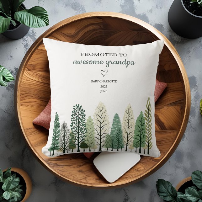 Promoted to Awesome Grandpa Personalized Throw Pillow (Creator Uploaded)