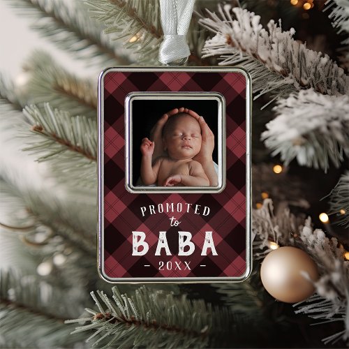 Promoted to Baba  Baby Photo Grandpa Christmas Ornament