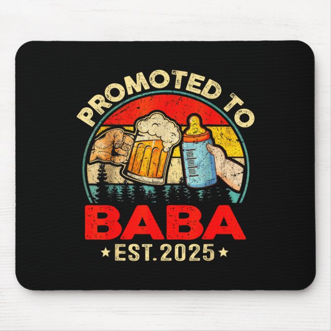 Promoted To Baba Est 2025 Vintage  Mouse Pad (Front)
