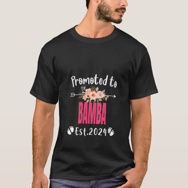 Promoted To BAMBA Est 2024 Pink Birthday Girls Mat T-Shirt (Front)