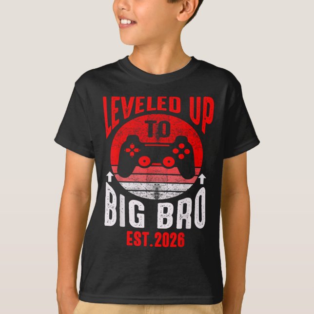 Promoted To Big Bro 2026 Leveled Up To Big Brother T-Shirt (Front)