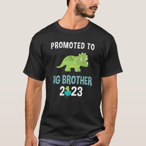 Promoted To Big Brother 2023 Boys Triceratops Dino T_Shirt