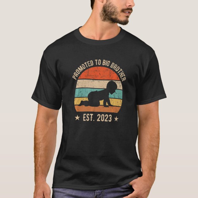 Promoted to Big Brother 2023  Retro Pregnancy Anno T-Shirt (Front)