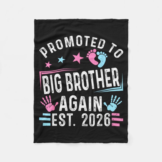 Promoted To Big Brother Again Est. 2026 Vintage Bi Fleece Blanket (Front)