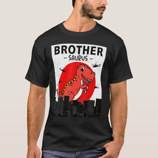 Promoted to Big Brother BrotherSaurus Boys Birthda T-Shirt (Front)