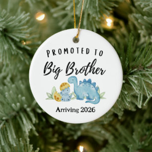 Promoted to Big Brother Dinosaur Ceramic Ornament