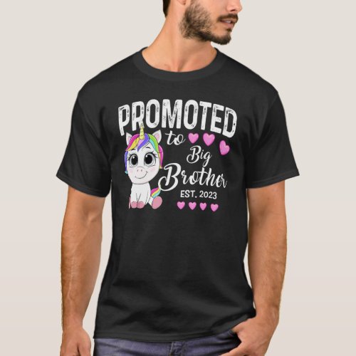 Promoted To Big Brother Est 2023 Baby Cute Unicorn T_Shirt