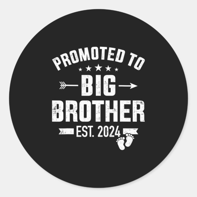 Promoted to big brother est. 2024 classic round sticker (Front)