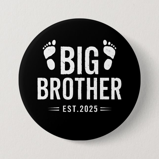 Promoted to Big Brother Est. 2025 Baby Announce Button (Front)