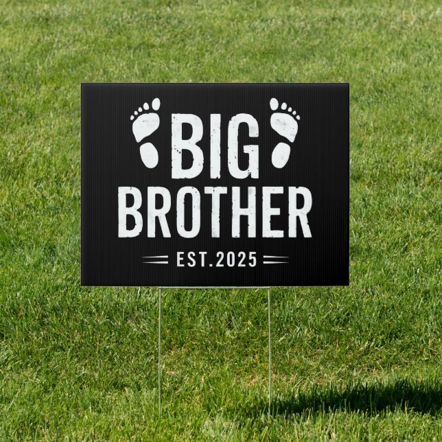 Promoted to Big Brother Est. 2025 Baby Announce Sign (Insitu)
