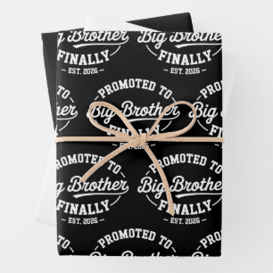 Promoted To Big Brother Finally 2026 Baby Announce Wrapping Paper Sheets