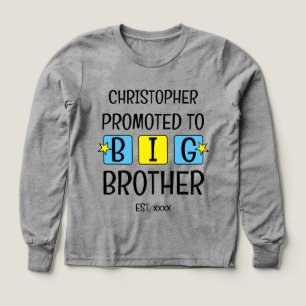 Promoted to big brother name est year blue yellow Tri-Blend shirts