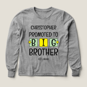 Promoted to big brother name est year green yellow Tri-Blend shirts