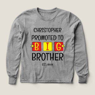 Promoted to big brother name est year red yellow Tri-Blend shirts