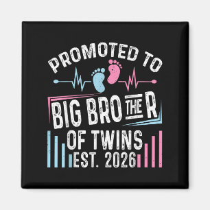 Promoted To Big Brother Of Twins Est 2026 Baby Sho Magnet