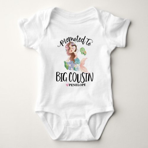 Promoted to Big Cousin Cute Mermaid  Baby Bodysuit