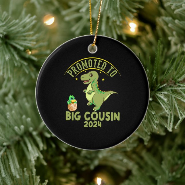 Promoted To Big Cousin Est 2024 , Funny Cousins Ceramic Ornament (Tree)