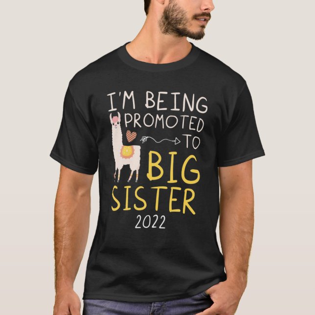 Promoted To Big Sister 2022 Llama T-Shirt (Front)