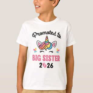Promoted To Big Sister 2026 Unicorn Baby Announcem T-Shirt