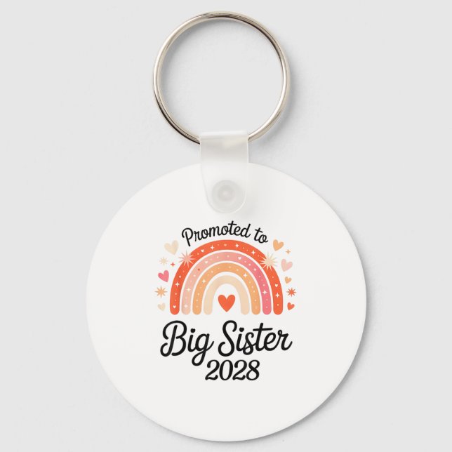 Promoted To Big Sister 2028 New Baby Pregnancy Ann Keychain (Front)