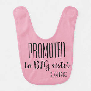 Promoted to big sister custom season Year pink Baby Bib