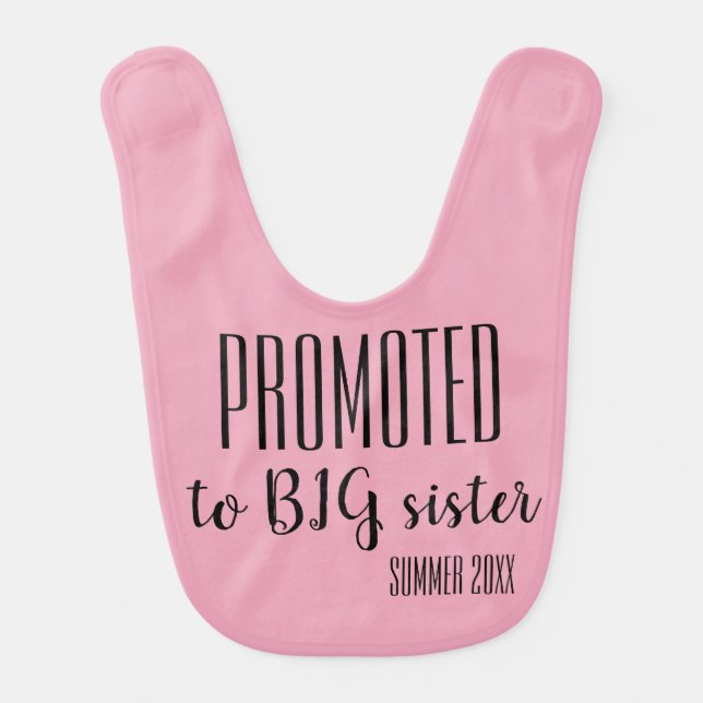 Promoted to big sister custom season Year pink Baby Bib (Front)