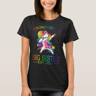 Promoted To Big Sister Est 2021 Unicorn T-Shirt