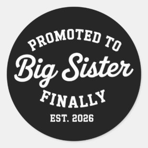 Promoted To Big Sister Finally 2026 Pregnancy Baby Classic Round Sticker