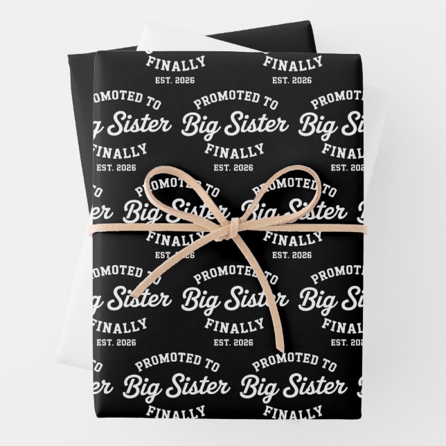Promoted To Big Sister Finally 2026 Pregnancy Baby Wrapping Paper Sheets (In situ)
