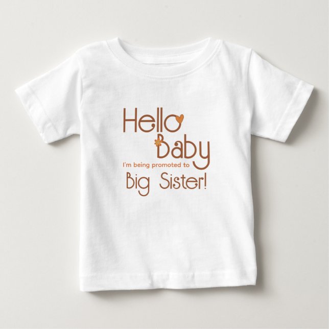 Promoted to Big Sister Hello Baby Retro T-Shirt (Front)