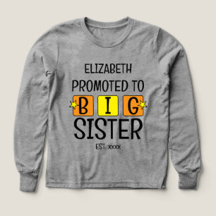 Promoted to big sister name est year orange yellow Tri-Blend shirts