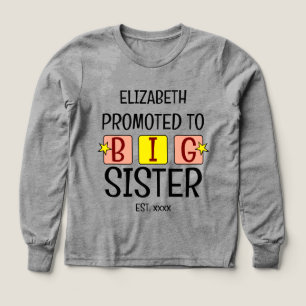 Promoted to big sister name est year peach yellow Tri-Blend shirts