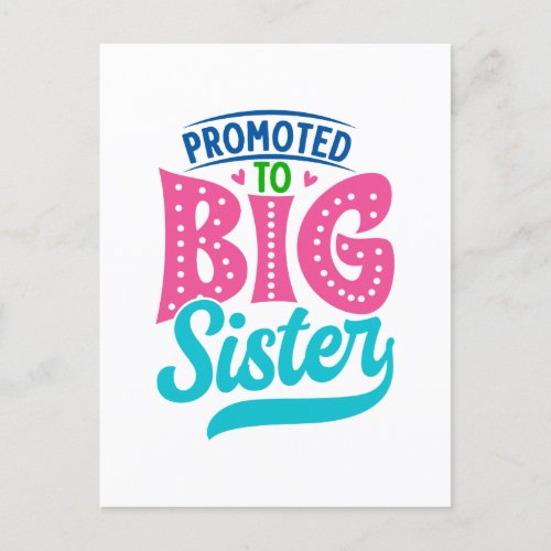 Promoted To Big Sister New Baby Big Sister Reveal Postcard