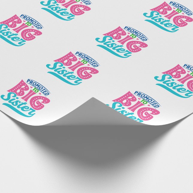 Promoted To Big Sister, New Baby Big Sister Reveal Wrapping Paper (Corner)