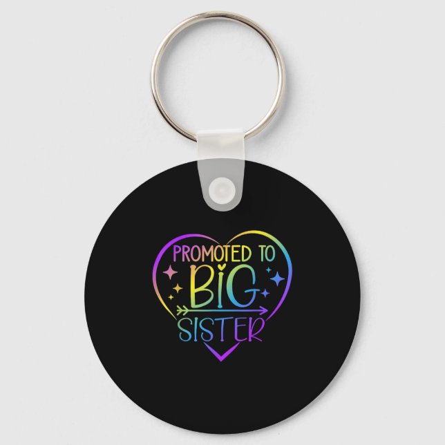 Promoted To Big Sister - New Baby Birth Announceme Keychain (Front)